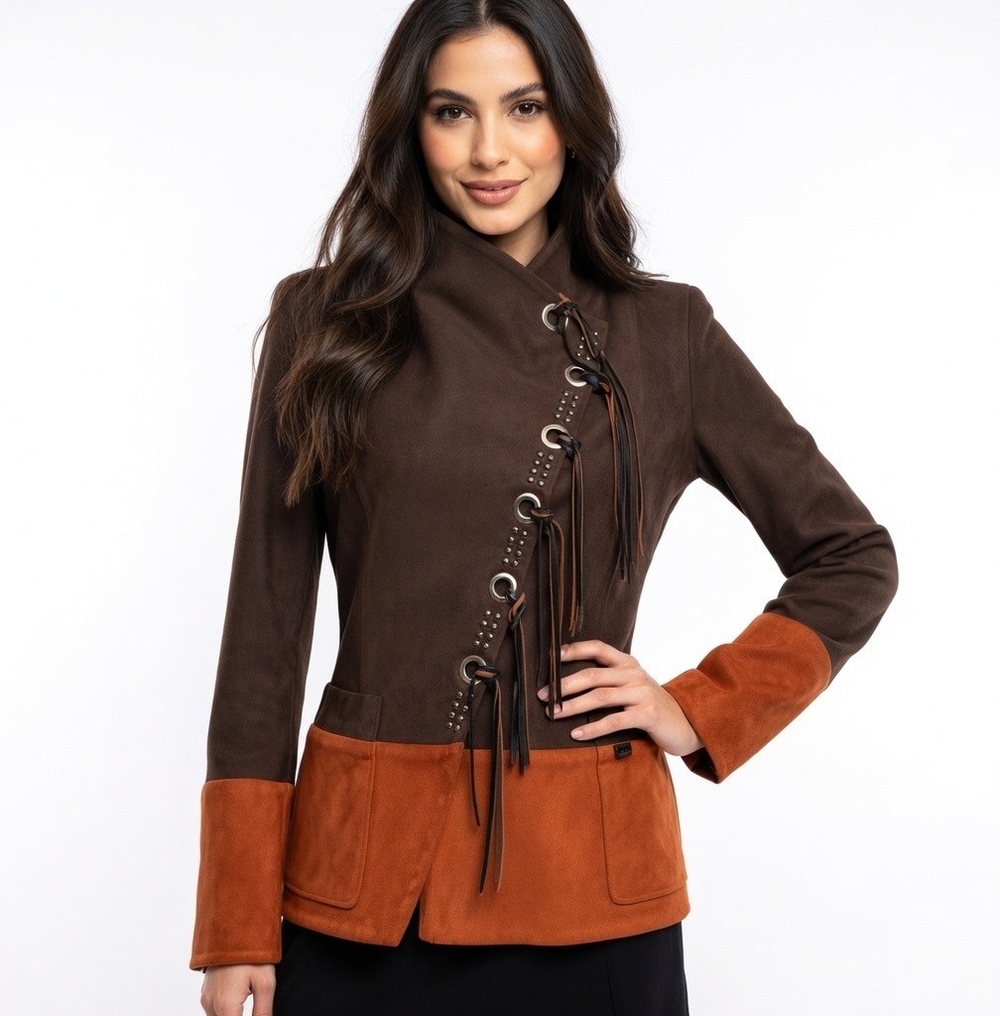 Maria Grazia Severi Wool Blend Suit Blazer Brown Orange Italy Made Womens Size S - Picture 3 of 7